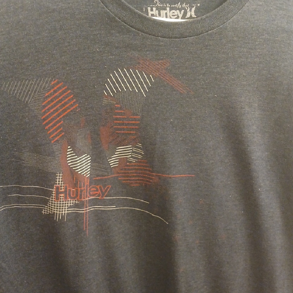 Hurley Men's Graphic Tee - Charcoal and Red